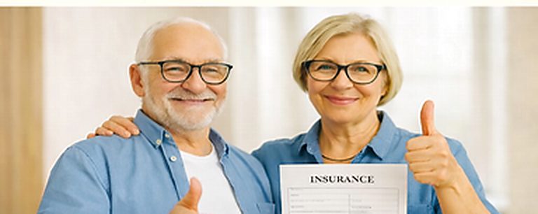 Older couple reviewing an insurance plan together