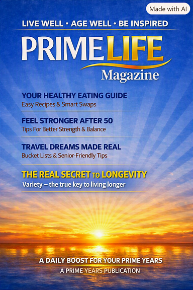 Prime Life Magazine cover featuring The Real Secret to Longevity